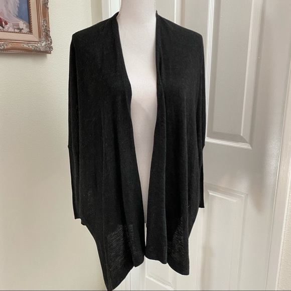 Double Zero Charcoal Grey Open Front Cardigan Side Vents Sz Small - Picture 1 of 8